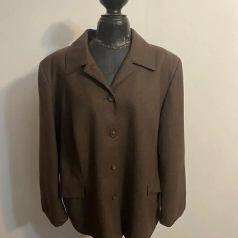 Pendleton Vintage Brown Wool 5 button front blazer, size 20W